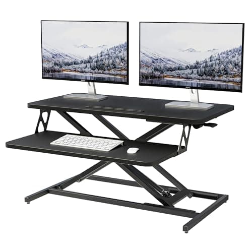 ERGOMAKER Height Adjustable Standing Desk Converter 80cm(32 Inch),Black | Height Adjustable 12.5-52cm, Quick Sit to Stand Desk Riser for Dual Monitors, Wide Tabletop Workstation, for Home Office
