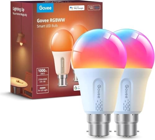 Govee Smart Bulb RGBWW, 1000lm Wi-Fi LED Bulbs B22, Smart Light Dimmable, DIY 16 Million Color, 64 Dynamic Scenes, Compatible with Alexa, Google Assistant, Matter, 1 Pack