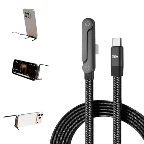 Noaya 2-in-1 Invisible Stand Charging Cable - 240W Fast Charging Cable, 4.9FT Multi Charger Cord with Type C, T-Shaped Foldable Stand for Smartphones,Tablets,Laptops(1PCS) Office Product 2512-02