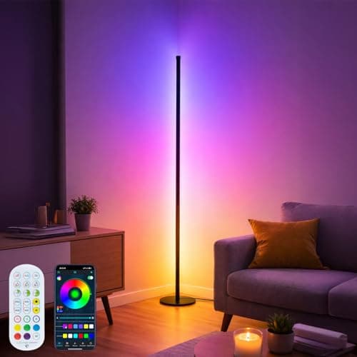 Smart RGB Corner Floor Lamp with App & Remote Control Colour Changing LED