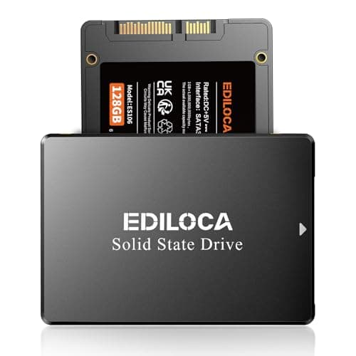 Ediloca 128GB SSD, Internal Solid State Drives, 2.5" SATA SSD 128GB, Up to 500MB/s, 3D NAND TLC, Compatible with Laptop & PC Desktop(ES106 Black)