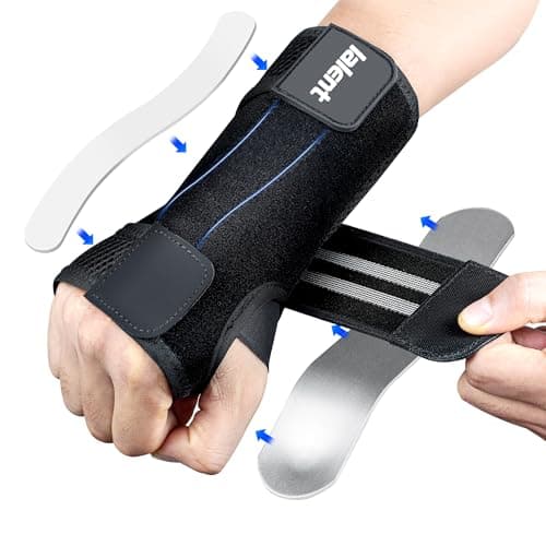Lalent Carpal Tunnel Wrist Support Brace with Metal Splint Stabilizer Wrist Splint for Men and Women Hand Support for Arthritis Tendonitis, Sprains, Pain Relief RSI, Sports Protect (Right Hand, L/XL)