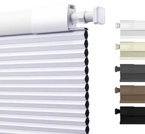 Luxevoir Panoramix No Drill Honeycomb Pleated Blinds for Indoor Window Blackout Cordless Cellular Shades No Tools Privacy Blinds for Home Easy Fit Custom Shades for Bedroom Office(White,Custom Size)