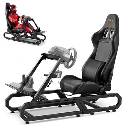 VEVOR Racing Wheel Stand For Logitech G923/G920/G29, Heavy Duty Steel Driving Simulator Cockpit-Thrustmaster T248P, Steering Wheel Bracket Height & Foot Pedal Angle Adjustable,Max Load 330 LBS Compact