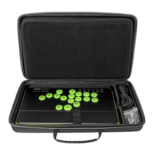 Getdoublerich Hard EVA Carrying Case for 8BitDo for arcade Stick, Protective Storage Bag with Custom Molded Compartments and Mesh Pockets, Green Travel Organizer Box 40x27x7cm