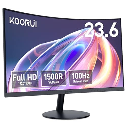 KOORUI 24 Inch Curved Monitor, Gaming 100Hz, 1500R, FHD 1080P, VA, Eye Care