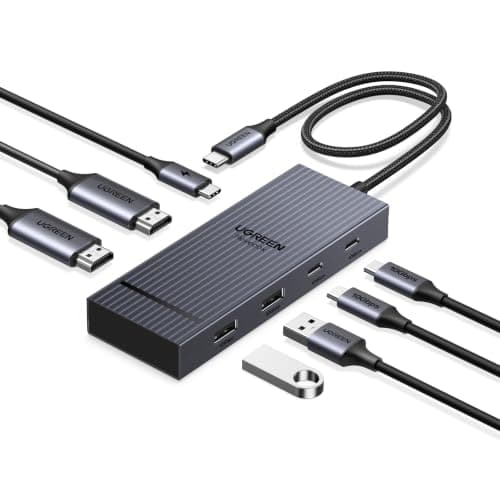 UGREEN Laptop Docking Station Dual Monitor, Dual 4K@60Hz 7-in-1 USB C Hub