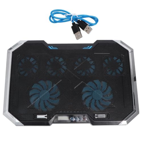 Silent Laptop Cooling Pad with 6 Fans, Adjustable Stand and LED Display