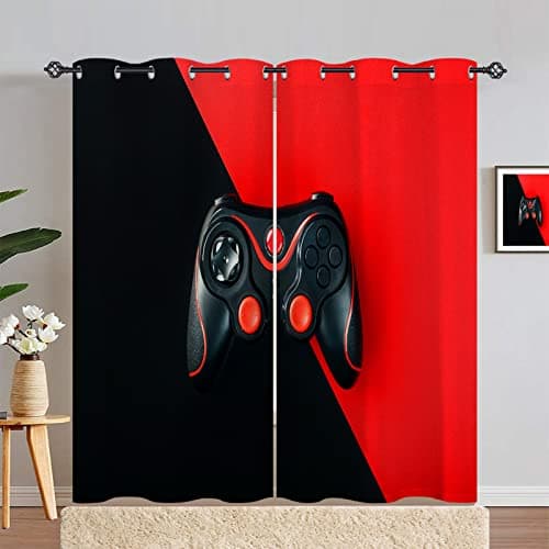 ANHOPE Gamer Blackout Curtains 66 x 72 Inch Drop 2 Panels
