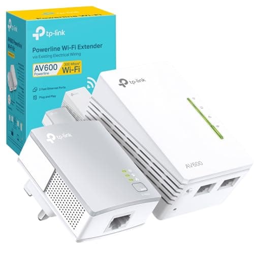 TP-Link TL-WPA4221 KIT AV600 Powerline WiFi Extender Kit, Up to 300Mbps, 2+1 Ethernet Ports, HomePlug AV, Wi-Fi Hotspot, Boost Home Internet Signal, Powerline Adapters, Plug & Play, UK Plug