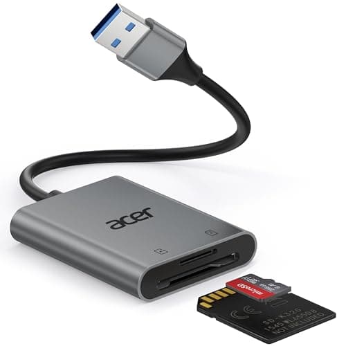 acer SD Card Reader USB 3.0 170MB/s, Aluminum Camera Memory Card Reader