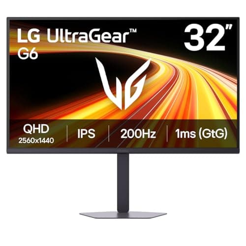 LG UltraGear™ G6 32G620B-B 32 inch QHD 200Hz IPS Gaming Monitor | HDR10, 1ms GtG, G‑SYNC Compatible, FreeSync Premium, Tilt/Pivot/Height/Swivel Adjustable Stand, HDMI, DP, Black