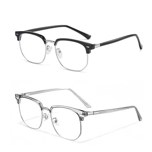 QINCAWIN Blue Light Blocking Glasses - 2PCS Fashion Gaming Glasses with Blue Light Filter, Anti Glare & Headache Relief