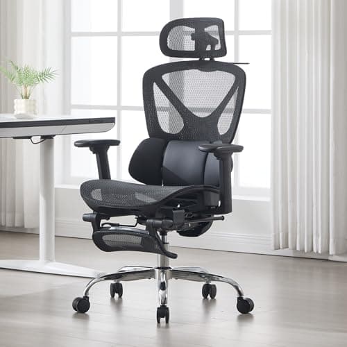 DAYALANE Ergonomic Desk Chair,3D Adjustable Headrest,Lumbar support,Black