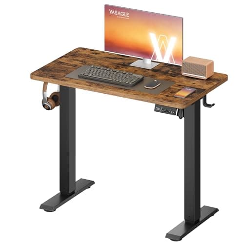 VASAGLE Electric Standing Desk, Height Adjustable Desk, Sedentary Reminder, 4 Memory Heights, for Home Office, 80 x 50 cm, Rustic Brown LSD308KD01