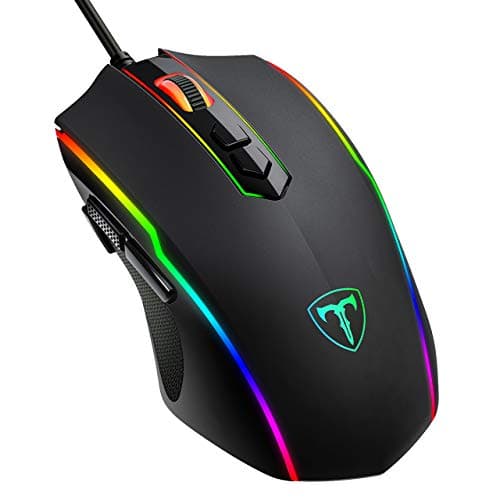 Wired Gaming Mouse with 7200 DPI Adjustable, RGB Backlit Gaming Mouse, 8 Programmable Buttons, Ergonomic Optical Computer Gamer Mouse for PC/Mac, Black