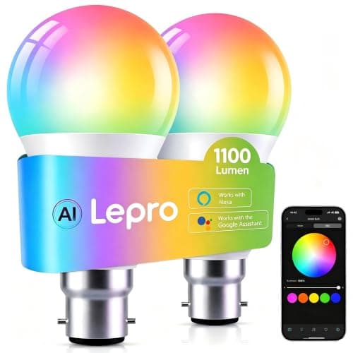 Lepro AI B22 Smart Bulb, 1100lm Bayonet WiFi Light Bulb, 10W=75W, 2 Pack