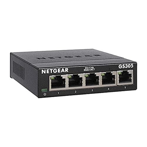 NETGEAR 5 Port Gigabit Network Switch (GS305) | Unmanaged Ethernet Switch | Ethernet Splitter | Silent Operation | Desktop or Wall Mount