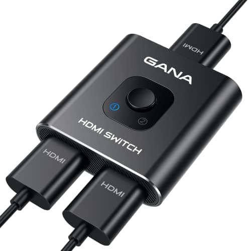 HDMI Splitter 4k@60hz, GANA Ultra-thin Bidirectional Splitter 2 in 1 Out, Manual HDMI Switch Supports HD Compatible with Xbox PS5/4/3 Blu-Ray Player Fire Stick, Black