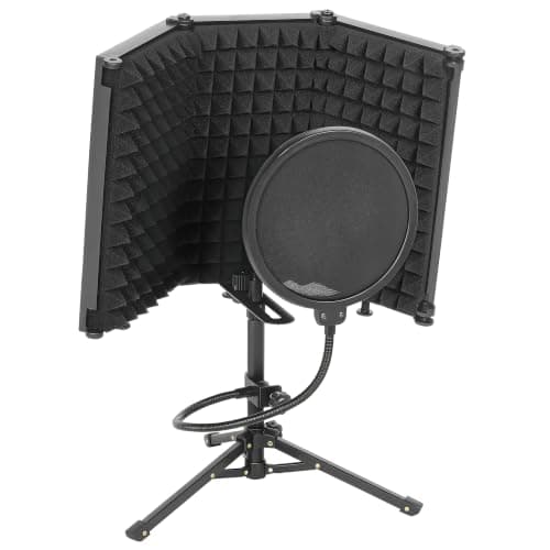 HOMCOM Studio Microphone Isolation Shield Pop Filter Tripod Stand Black