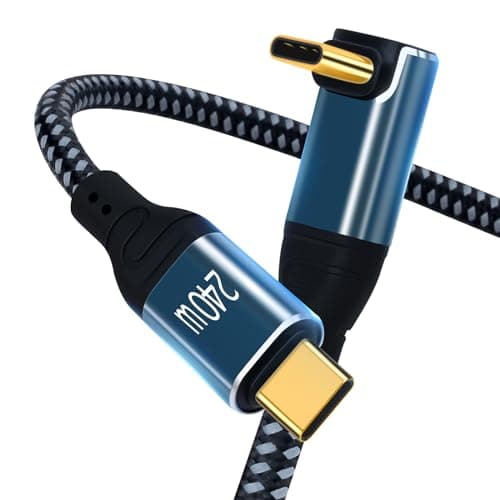 USB C to USB C Charger Cable 240W Right Angle, Type C Fast Charging Cable Braided Data Cord Compatible for Samsung S20/Note10, MacBook Pro, ChromeBook Pixel (3.3FT)