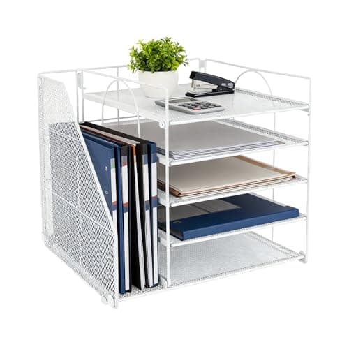 Mesh Desk Organiser Tray 5-Tier, Letter Magazine Book Paper Tray