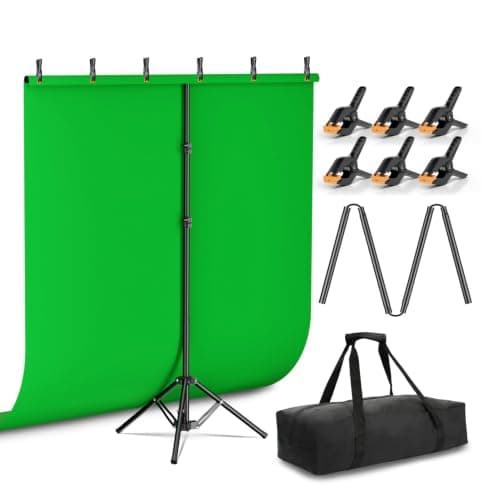 EMART Green Screen Background with Stand 1.5x2m, T-Frame Stand | Portable Chromakey GreenScreen Photography Backdrop Kit with Carry Bag for Video, Streaming, Zoom, Portrait