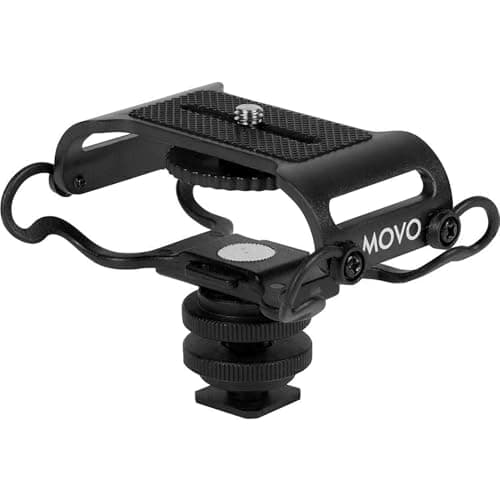 Movo SMM5-B Universal Microphone and Portable Recorder Shock Mount - Fits the Zoom H1n, H2n, H4n, H5, H6, Tascam DR-40x, DR-05x, DR-07x and others with a 1/4" Mounting Screw (Black)