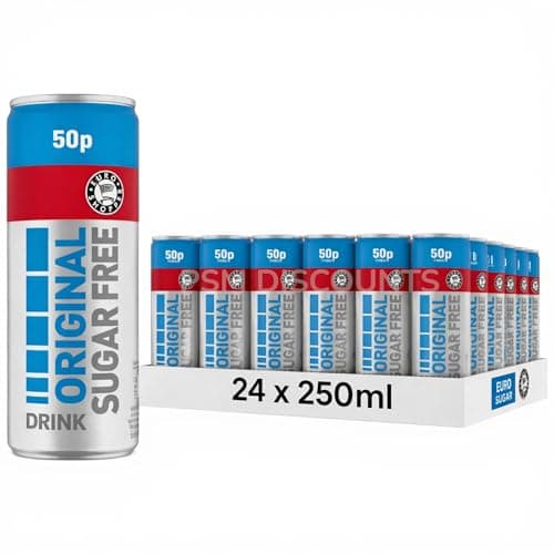 24 x 250ml Euro_Shopper Classic SUGAR-FREE Energy Drink – SUGAR FREE Classic Energy Drink Taste – Suitable for Vegetarians