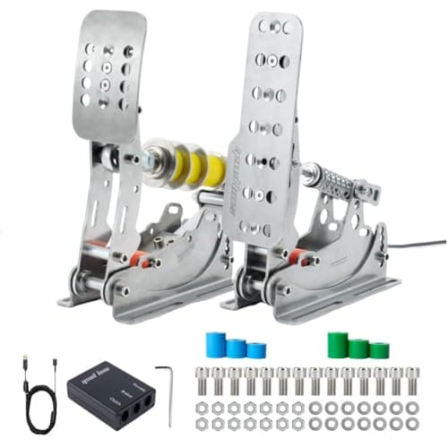 Simjack UT Sim Racing Pedals with 200KG Load Cell Sensor Professional iRacing Simulation Load Sensing Brake Pedal Adjustable Elastomer Dampers USB Connect to PC (UT-P3-H1)