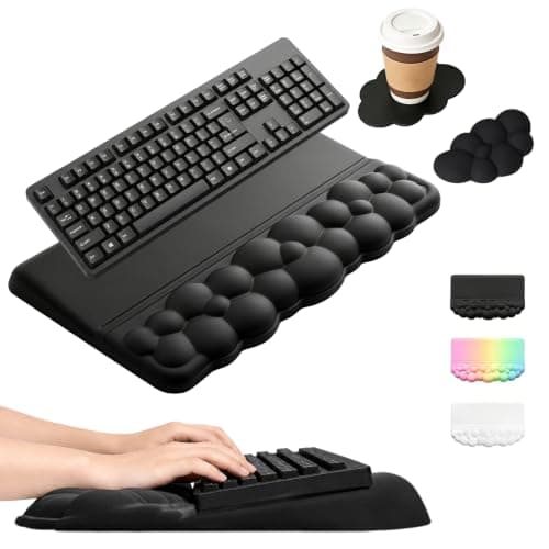 zxevg Cloud Wrist Rest Set Keyboard Mouse Pad Black