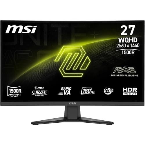 MSI,MAG 275CQF E18,27-Inch,WQHD,2560x1440,1500R,Gaming Monitor,Rapid VA,180Hz,0.5ms,HDR ready,Eye care,HDMI 2.0b,DP 1.4a,Frame-less,Tilt Adjustable,Vesa Mount,Black
