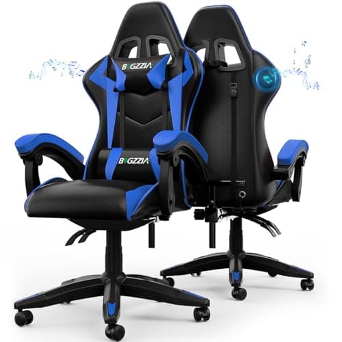 Bluetooth Gaming Chair with Built-in Speakers(With Speakers, Blue/Black)