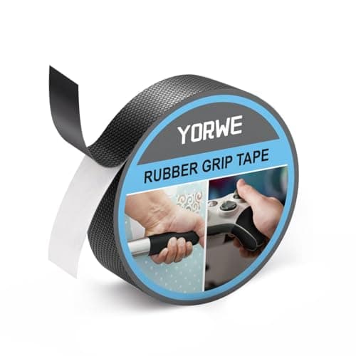 Yorwe Rubber Grip Tape, Ultra-Thin Strong Adhesive Anti-Slip Waterproof Heat Resistant Wear-Resistant Cushion Pad, Making Handles or Contact Surfaces Safer, with Grip and Comfort (Black, 2.5CM x 3M)