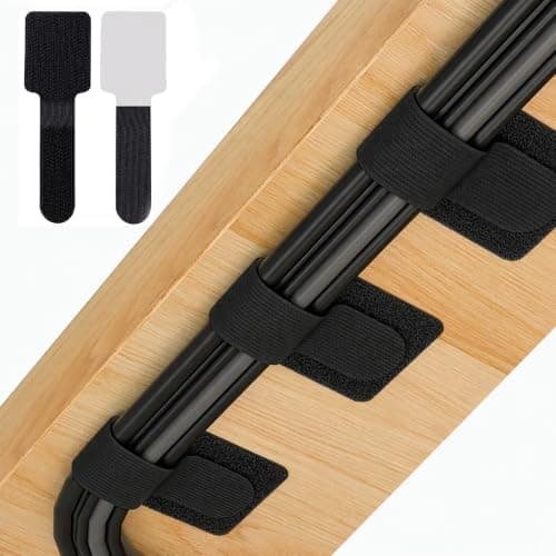 50 PCS Under Desk Cable Management Clips, 30x90mm Self Adhesive, Black