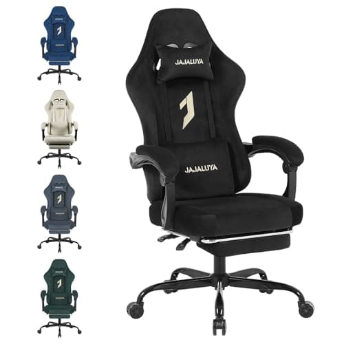 JAJALUYA Gaming Chair for Adults, Computer Chair Ergonomic Office Chair with Footrest Headrest Lumbar, Micro Suede is And Breathable Suitable for Office video Gaming Desks Chairs