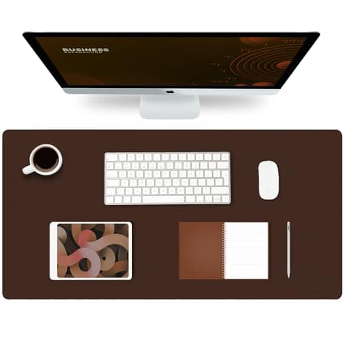 K KNODEL Large Office Desk Mat, Leather Mouse Pad (80x40cm, Dark Brown)