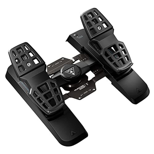 Turtle Beach VelocityOne Universal Rudder Pedals for Xbox Series X|S, Xbox One, Windows 10/11 and PCs | Black, Windows PC, XBOX Series X|S, XBOX One, Hall-Effect Axes, Swappable Springs, Adjustable Brakes & Pedals, Non-Slip Base