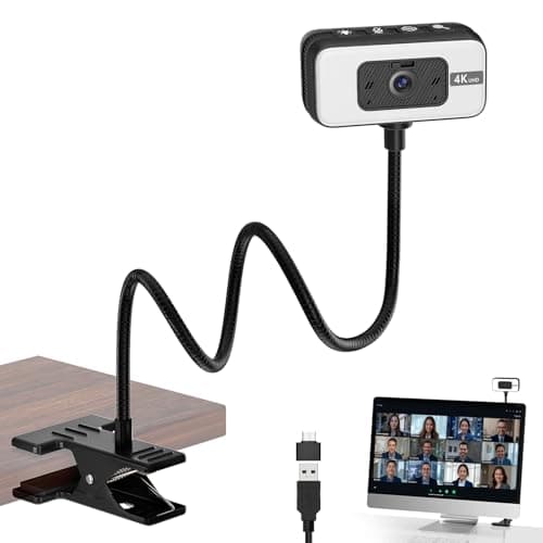 Majiphi 4K Webcam for PC with Light & Mic, USB Camera for Laptop/Desktop