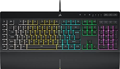 CORSAIR K55 RGB PRO Membrane Wired Gaming Keyboard – IP42 Dust and Spill-Resistant – 6 Macro Keys with Elgato Integration – iCUE Compatible – QWERTY UK – PC, Mac, Xbox – Black