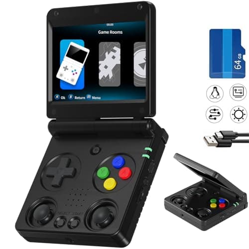 RG34XXSP Retro Handheld Game Console Linux System RG 34XXSP Retro Gaming Console 3.4 "IPS Screen with Linux System 3300mAh Battery with WiFi/Bluetooth 64GB (RG34XXSP-Black)