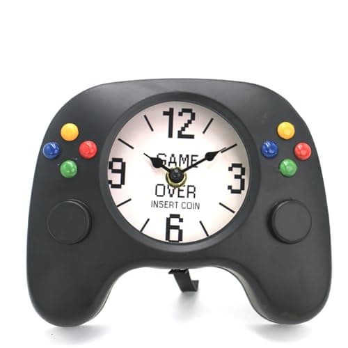 AOROTOE Game Controller Desk & Wall Clock – Retro Gamer Gift Decor,Gamepad-Shaped Clock for Bedroom, Office, or Game Room for Boys, Teens & Men Unique Video Game Decor