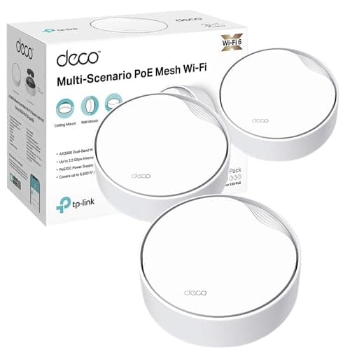 TP-Link Deco X50-PoE(3-pack) AX3000Mbps Mesh WiFi 6 System with PoE, 2.5 GbE Port, AI-Driven WiFi Booster Router covers up to 600m2, Connect up to 150 devices, 1.0 GHz Dual-Core CPU, HomeShield