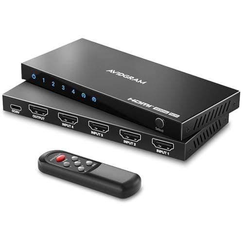 AVIDGRAM HDMI Switch 4 In 1 Out, 4K60Hz, HDMI 2.0, IR Remote