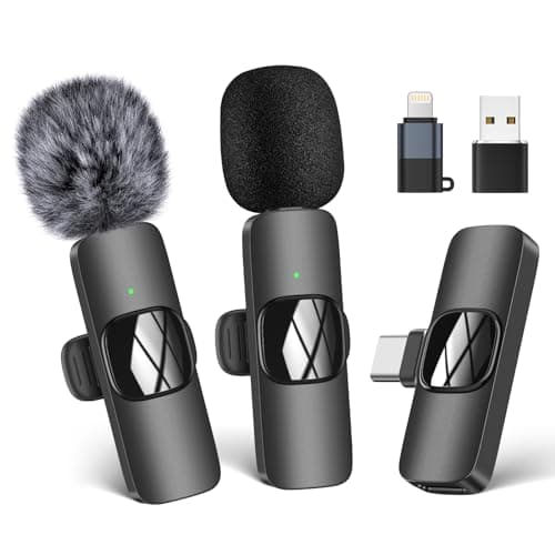HMKCH Wireless Lavalier Microphone for iPhone - iPad, Android Phone,Computer, Mini Lapel Mic with Noise Reduction and crystal sound for Video Recording, Vlogging, TikTok, YouTube