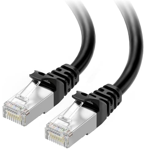 Cable Matters 10Gbps Snagless Shielded Cat 6A Ethernet Cable, 15m, Black | S/FTP/SSTP Shielded, 26 AWG Bare Copper, 550MHz, Gold-Plated RJ45