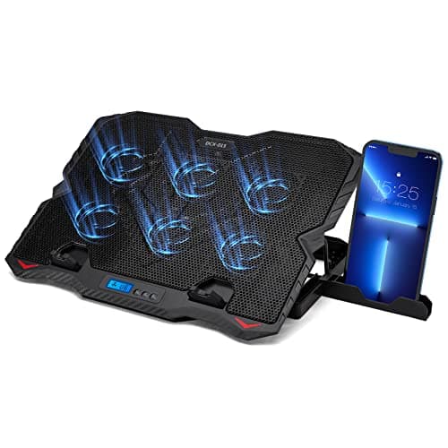 MATEPROX Laptop Cooling Pad,Notebook PC Macbook Cooler with 6 Quiet Fans,Adjustable Height Laptop Cooler Stand with Phone Holder,Dual USB Port Cooling Pad for Gaming Office