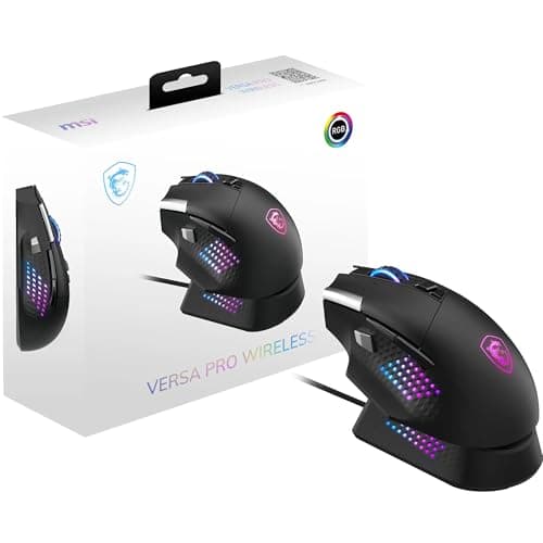 MSI VERSA PRO WIRELESS Gaming Mouse - 26000 DPI Optical Sensor, 1000Hz polling rate, Right-Handed, 70M+ Click OMRON Optical Switches, 13 Buttons, 80-Hour Battery, 1ms Latency, 97g - Wired/Wireless