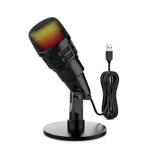WAKEVLEO USB Microphone with RGB Modes, Condenser Mic for PC & Mac & Singing, Gaming Microphone for PS4/5, Plug and Play for Streaming Podcast YouTube, The Cable is 2 Meters