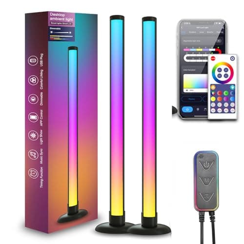 WEITINX 2 Pack RGB LED Light Bars 16 Million Colors App Remote Music Sync